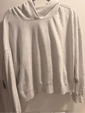 Old Navy Light Gray Fleece Cropped Hoodie